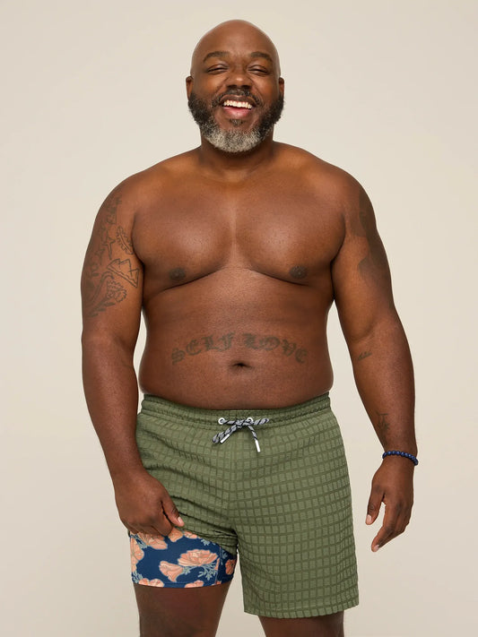 The Olive You Mans 5.5" (Grid Textured Lined Swim)