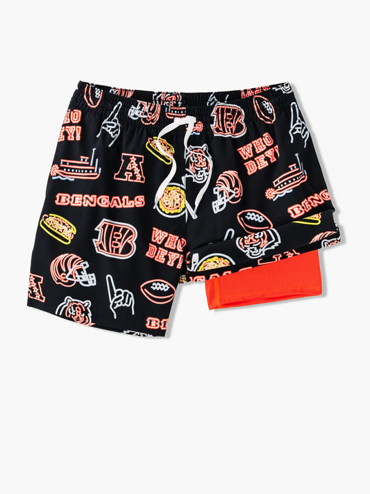 The Neon Bengals 5.5" (NFL Classic Lined Swim Trunks)