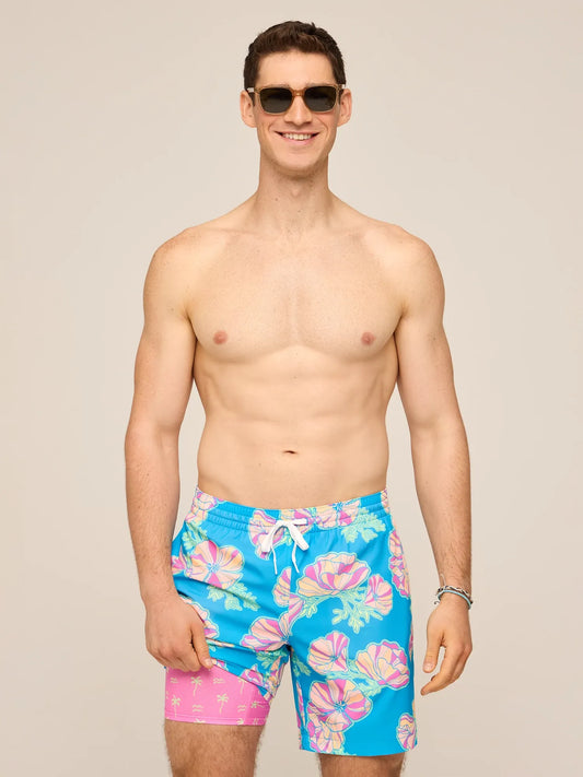 The Great Grand Poppy 7" (Classic Lined Swim Trunk)- Blue