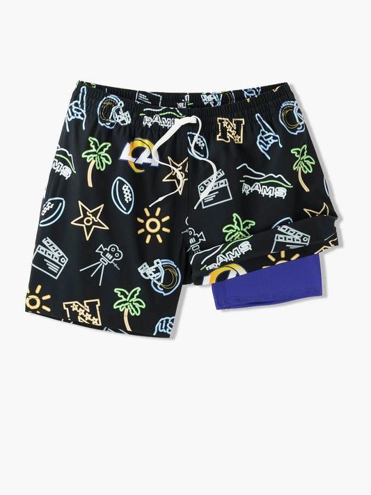 The Neon Rams 5.5" (NFL Classic Lined Swim Trunks)
