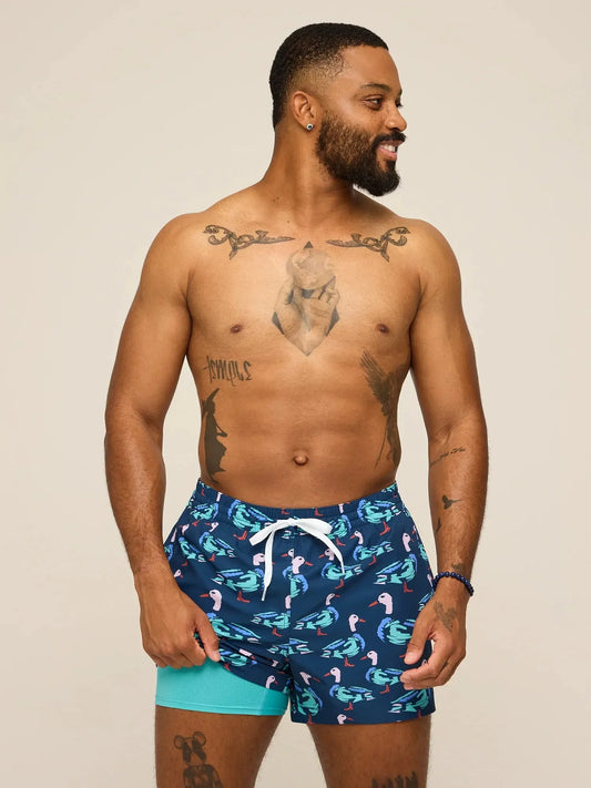 The Mallards are The Moments 4" (Classic Lined Swim Trunk)- Green