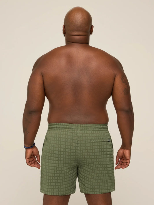 The Olive You Mans 5.5" (Grid Textured Lined Swim)