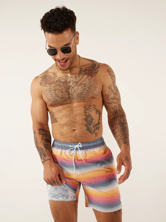The Malibu Sunsets 7" (Faded Classic Lined Swim Trunk)