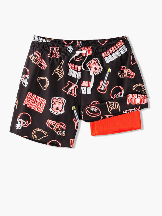 The Neon Browns 5.5" (NFL Classic Lined Swim Trunks)