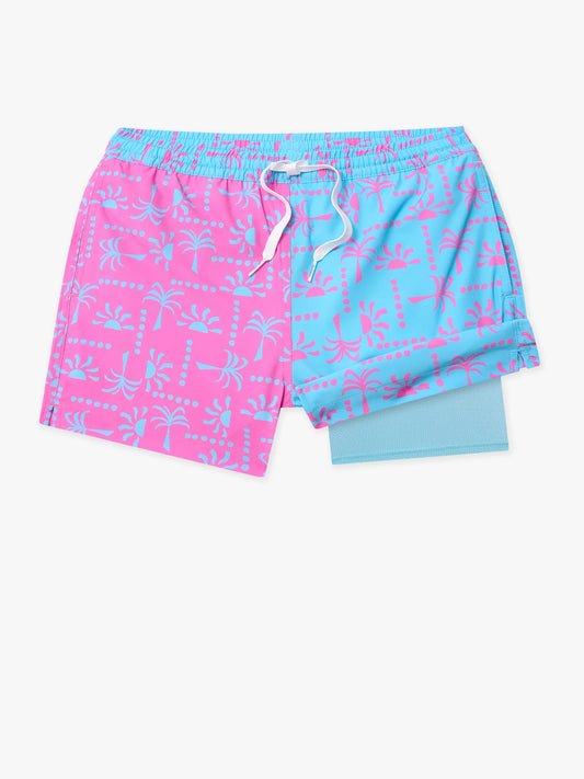 The Pacific Grids (Boys Lined Swim Trunk)