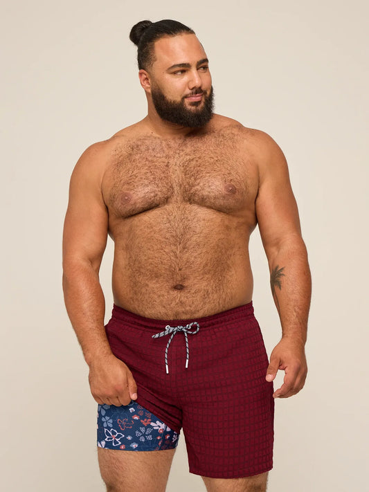 The Burgundies 5.5" (Grid Textured Lined Swim)