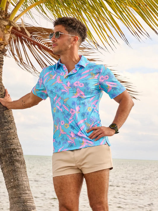 The Flock Party (Performance Polo)- Turquoise