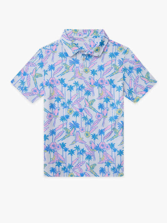 The Flock Party (Boys Performance Polo)- White