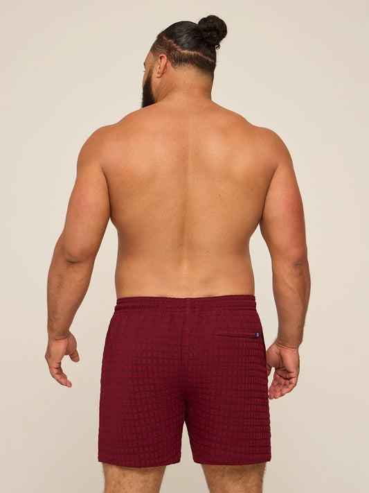The Burgundies 5.5" (Grid Textured Lined Swim)