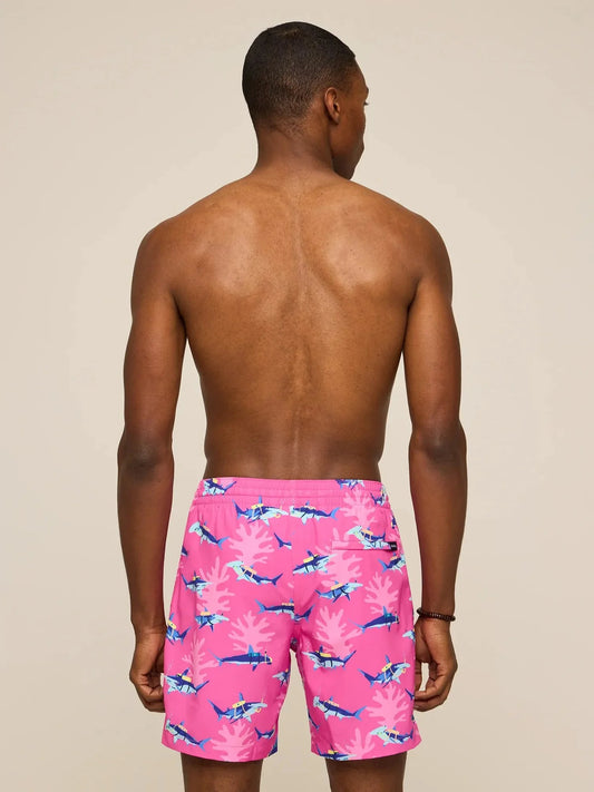 The Great Pink Sharks 7" (Classic Lined Swim Trunk)