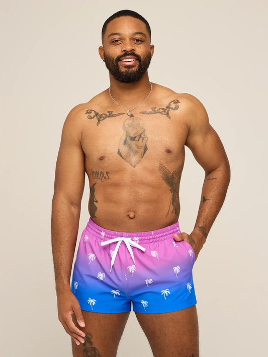 The Polka-Palms 2" (Classic Lined Swim Trunk)