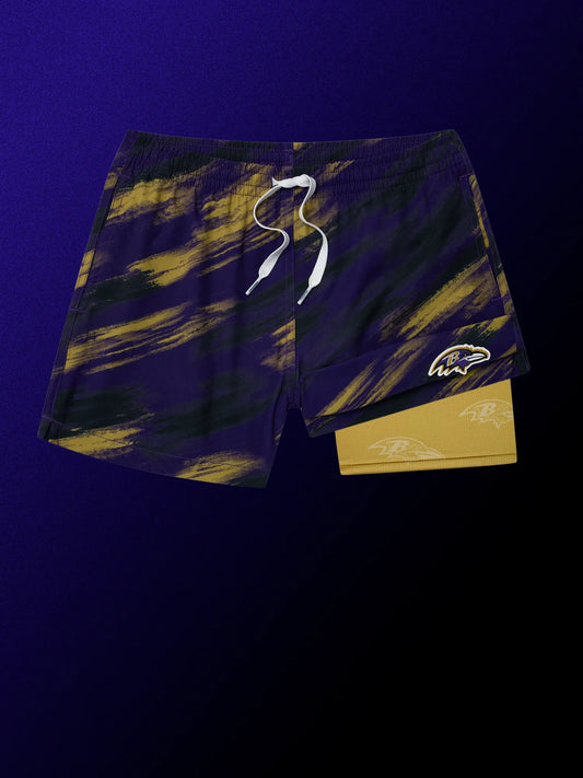 The Color Blitz Ravens (Boys Lined Swim Trunk)
