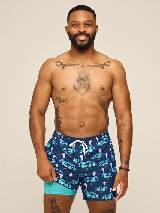 The Mallards are The Moments 5.5" (Classic Lined Swim Trunk)- Green