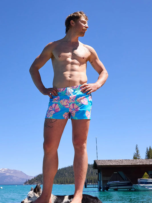 The Great Grand Poppy 4" (Classic Lined Swim Trunk)- Blue