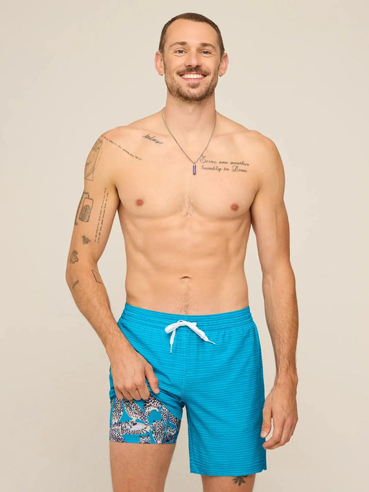 The It's Been a Hoots 7" (Classic Lined Swim Trunk)- Blue